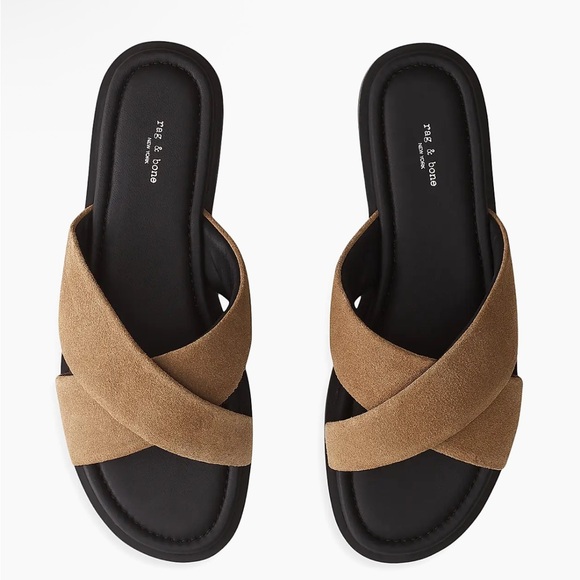 rag & bone Shoes - New Rag & Bone Brown Suede Cross Strap Sandals – Women’s Designer Summer Flats